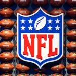 NFL logo around footballs
